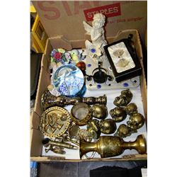 BOX W/WALT DISNEY PICTURE GLOBE, BRASS