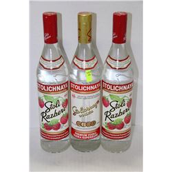 THREE 750ML BOTTLES STOLICHNAYA VODKA