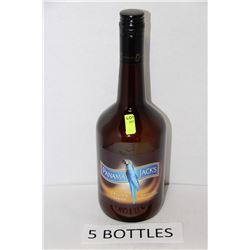 FIVE 750ML BOTTLES PANAMA JACKS ORIGINAL CREAM