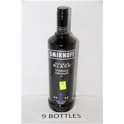 NINE 750ML BOTTLES SMIRNOFF DOUBLE BLACK VODKA