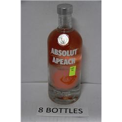 EIGHT 750ML BOTTLES ABSOLUT PEACH VODKA 40%