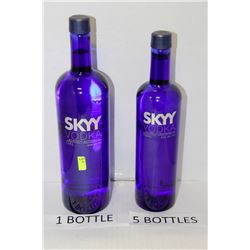 FIVE 750ML AND ONE 1.14L BOTTLES OF SKYY VODKA