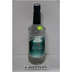 FIVE 1.14L BOTTLES OF ALBERTA PURE VODKA 40%