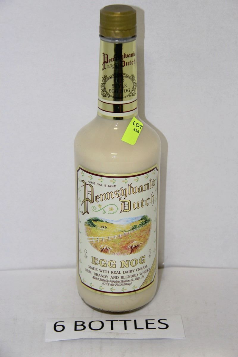 SIX 750ML BOTTLES OF EGGNOG RUM BRANDY AND WHISKEY