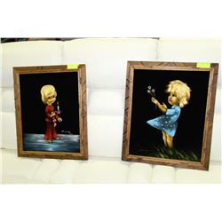 PAIR OF VINTAGE BLACK VELVET