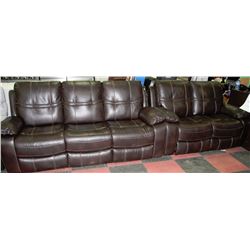 NEW BROWN LEATHERETTE RECLINING SOFA AND LOVE SEAT