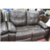Image 2 : NEW BROWN LEATHERETTE RECLINING SOFA AND LOVE SEAT