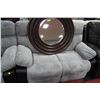Image 2 : GREY W/ BLACK ACCENT FABRIC RECLINING SOFA & LOVE