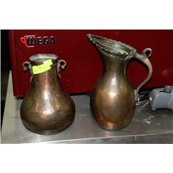 ANTIQUE COPPER VASE AND TEAPOT