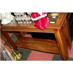 WOOD AND GLASS ESTATE SOFA TABLE
