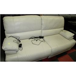 WHITE LEATHER ELECTRIC RECLINING SOFA