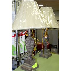 PAIR OF IVORY/CHARCOAL FINISH DESIGNER LAMPS
