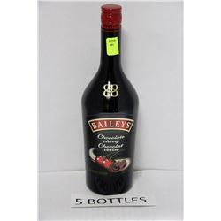 FIVE 750ML BOTTLES BAILEY CHOCOLATE CHERRY