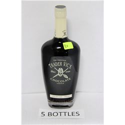 FIVE 750ML BOTTLES TRADER VIC'S CHOCOLATE