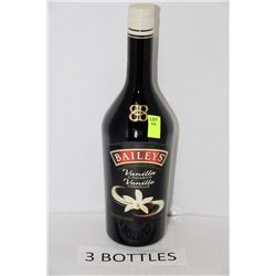 THREE 750ML BOTTLES BAILEYS VANILLA