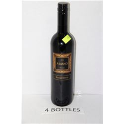 FOUR 750ML BOTTLES PRIMATIVO PUGLIA RED WINE 13.5%