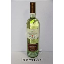 THREE 750ML BOTTLES FIORETTI PINOT GRIGIO 12.5%