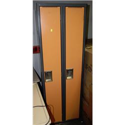 BANK OF 2 GREY AND ORANGE FULL SIZE LOCKERS
