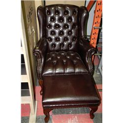 NEW BROWN LEATHERETTE WING BACK PARLOUR