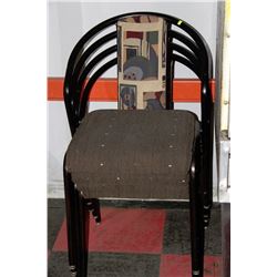 STACK OF 4 METAL AND FABRIC COMMERCIAL GRADE CHAIS