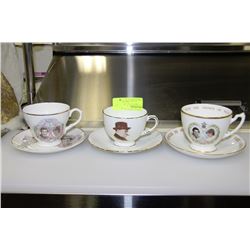 3 ESTATE CUPS AND SAUCERS
