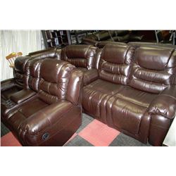 NEW CHOCOLATE BROWN LEATHER RECLINING SECTIONAL