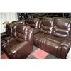 Image 1 : NEW CHOCOLATE BROWN LEATHER RECLINING SECTIONAL