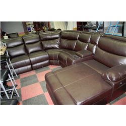 NEW BROWN LEATHER ELECTRIC RECLINING CHAISE