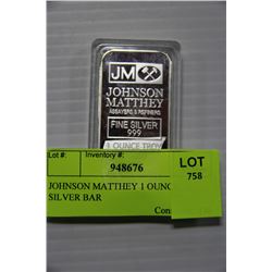 JOHNSON MATTHEY 1 OUNCE SILVER BAR
