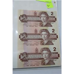 1986 CANADIAN $2 UNCUT MINT BANK NOTE