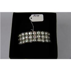 SILVER PEARL BRACELET CITRINE CUBIC STONE