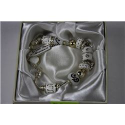 SILVER ASSORTED WHITE ENAMEL BRACELET STONES