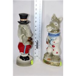 2 VINTAGE DONKEYS LIQOUR BOTTLES
