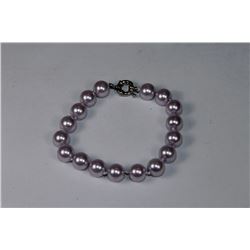 8" PINK SEA SHELL PEARL BRACELET WITH 10MM PEARLS