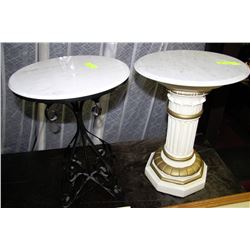 MARBLE TOP SIDE TABLES X2