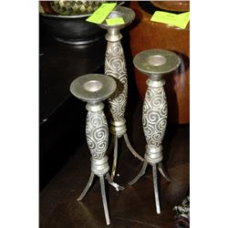 SET OF 3 SILVER LEAF CANDLEHOLDERS