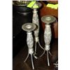 Image 1 : SET OF 3 SILVER LEAF CANDLEHOLDERS