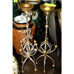 PAIR OF SILVER/GOLD FINISH CANDLEHOLDERS
