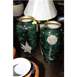 PAIR OF GREEN VASES