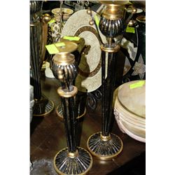 PAIR OF BLACK/CHARCOAL FINISH CANDLEHOLDERS