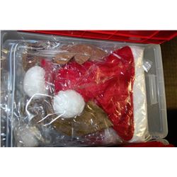 TOTE OF CHRISTMAS ORNAMENTS, HATS