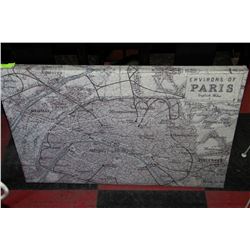 MAP OF PARIS WALL HANGING ART