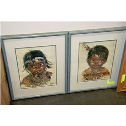 PAIR OF FRAMED OPPEL CHILDREN NATIVE ART PAINTING