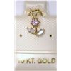 Image 1 : 10K Gold Pink & White Cubic Zirconia Pendant