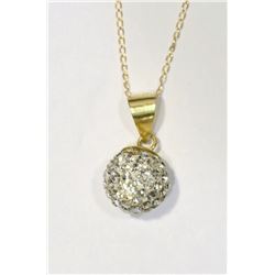 10K Gold Cubic Crystal Ball Pendant Necklace
