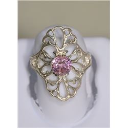 Sterling Silver Pink Cubic Zirconia Ring