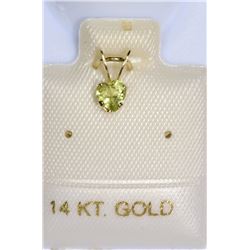14K Gold Peridot Heart-shaped Pendant