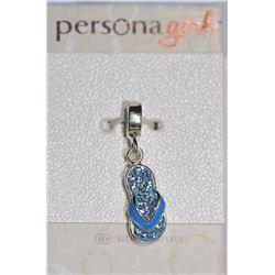 Sterling Silver Persona Girl Cubic Crystal Sandal Pendant
