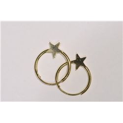 14K Gold Star Hoop Earrings