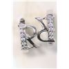 Image 1 : Sterling Silver Cubic Zirconia “R” Hoop Earrings